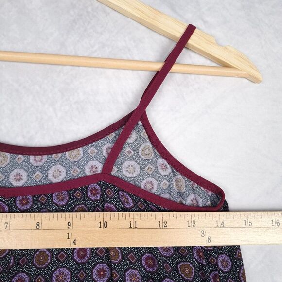 VntgY2K Slip Dress Womens Small Black Purple Rayon Ruffle Strappy Whimsy Goth - Picture 11 of 16